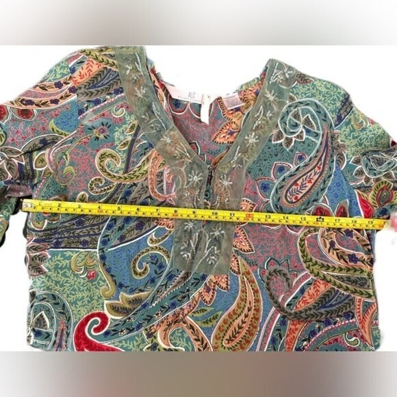 ALC Floral Paisley Beaded Printed Blouse Size M - Picture 10 of 13